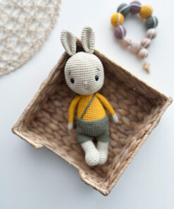 Háčkovaný set zajačik a ruženček